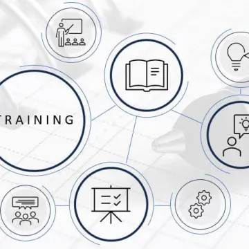 Schriftzug Training mit Piktogrammen